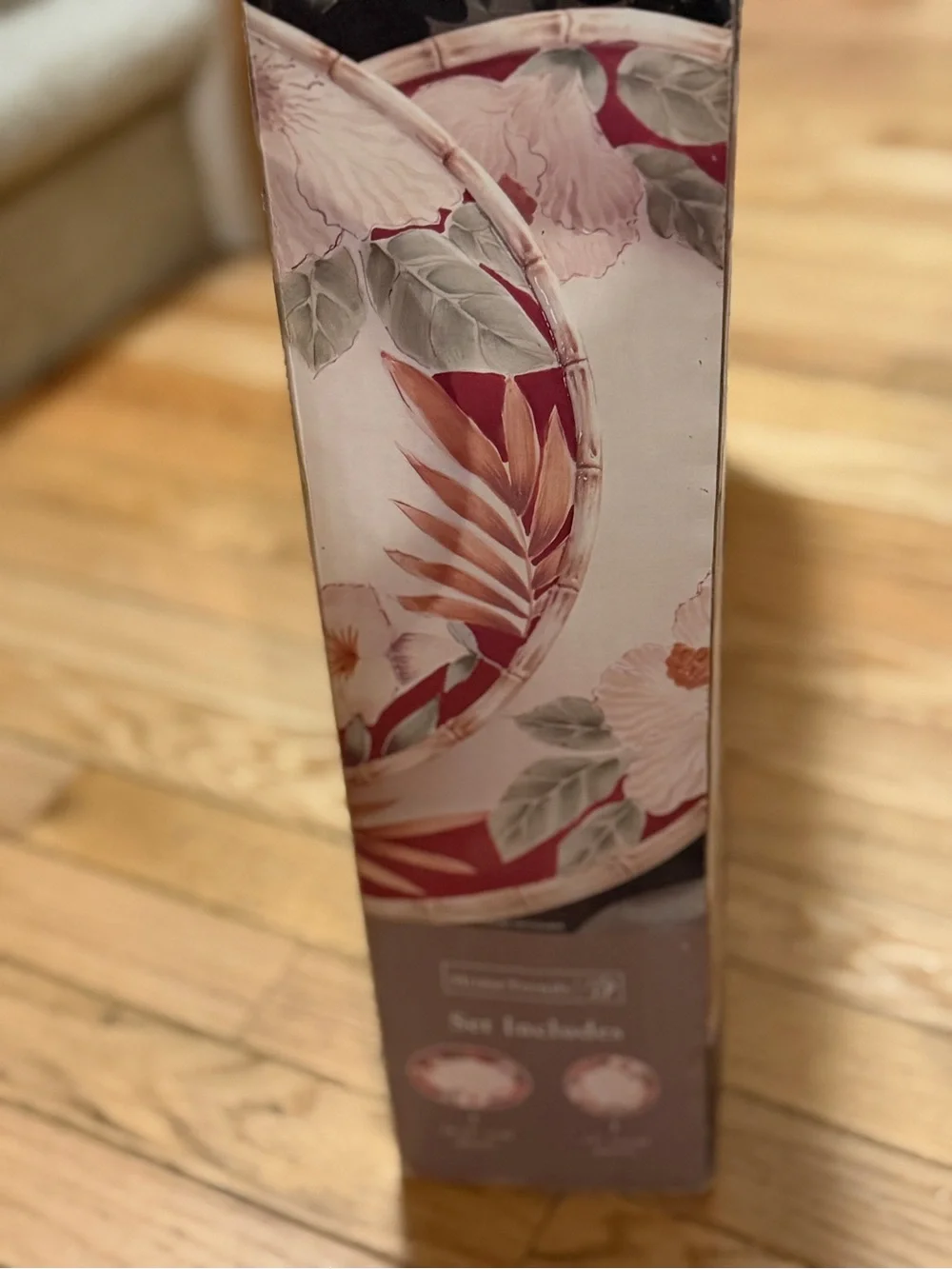 Red and Cream Floral Decorative Serving Plate Set - 2 Piece